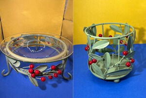 Set Dennis East Int. Metal Votive Holder & Phaltzgraff Potpourri Bowl Winterwood